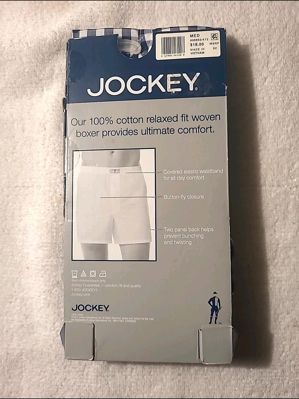 Jockey Men's Blue Knit and Navy Check Woven Boxer Briefs 2 Pack New Size 32-34 - Picture 4 of 12